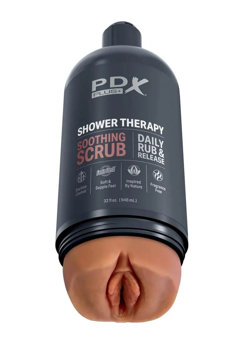 Pdx Plus Shower Therapy Soothing Scrub Discreet Stroker - Caramel